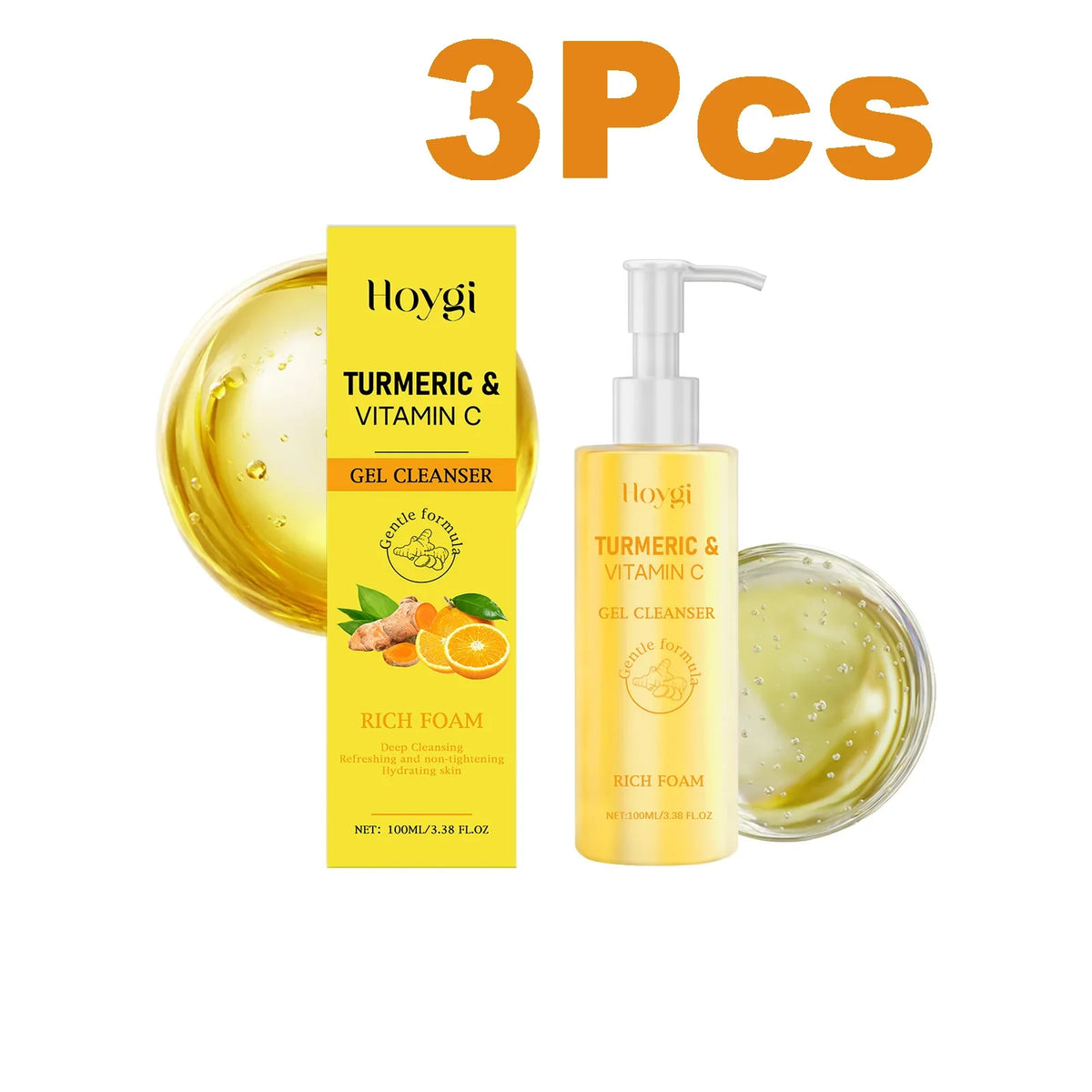 Turmeric Vitamin C Facial Cleanser – Brightening Face Wash Facial Cleanser Qme 3 x 100ml Boxed