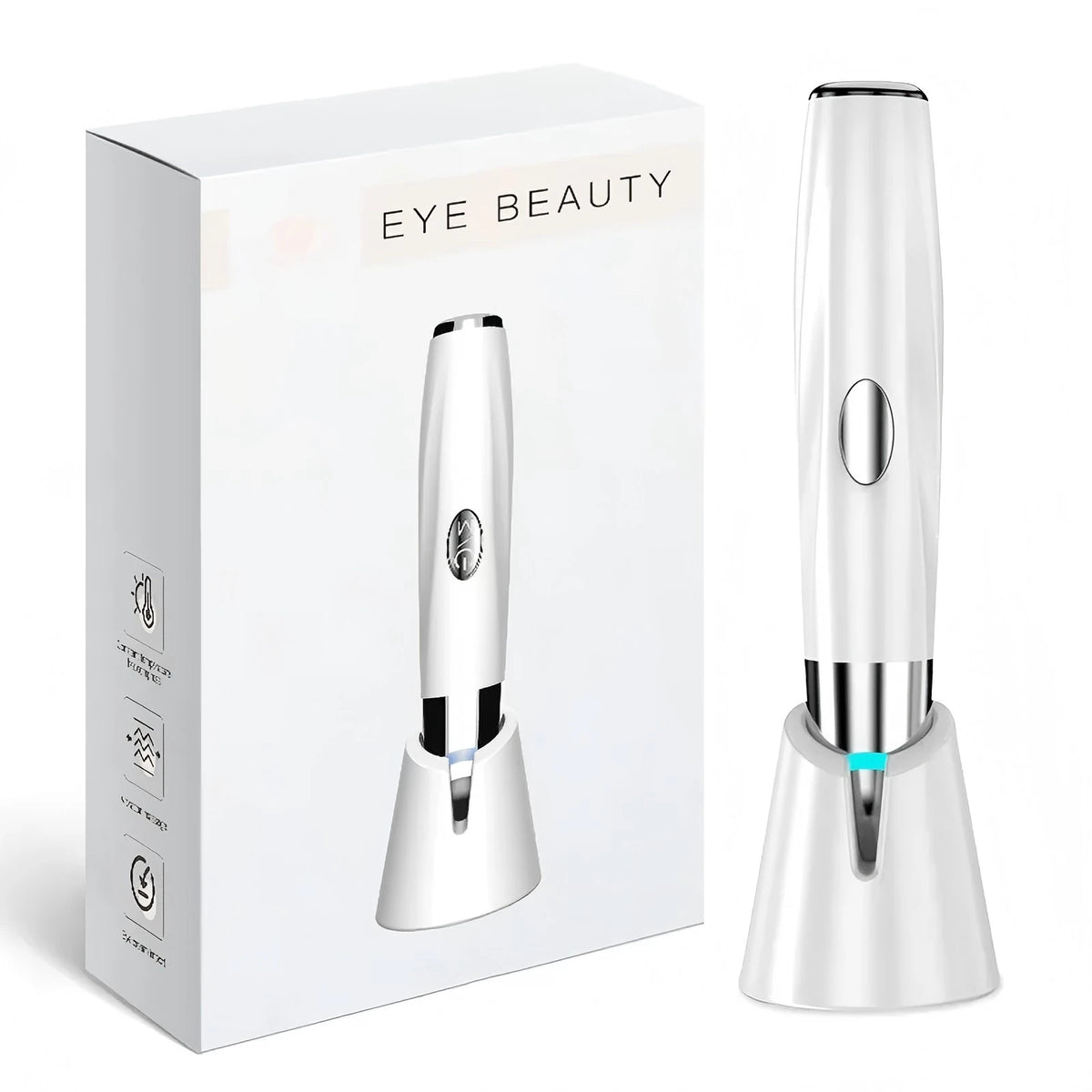 VIMYSHOW 3-in-1 LED Eye Massager Wand | Skincare Beauty Tool LED Face Massager Qst WHITE