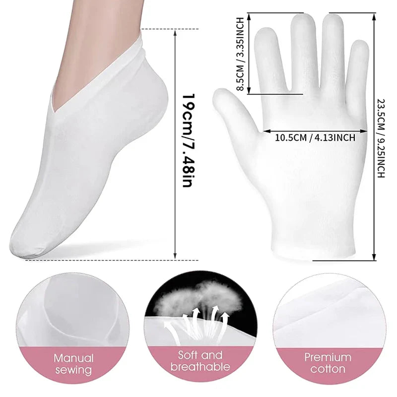 Moisturizing Gloves & Socks Set – Hand & Foot Hydration Care Moisturizing Hand Foot Set Qme