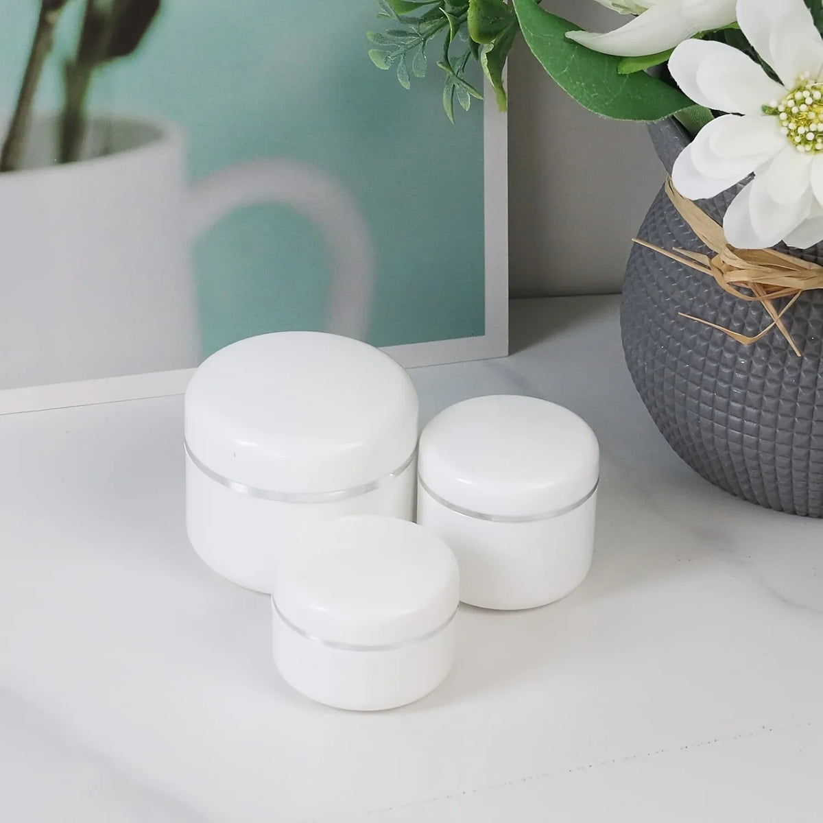 White Plastic Cosmetic Jars Twist-Top Lids | Travel Sample Jars Cosmetic Travel Jars Qme