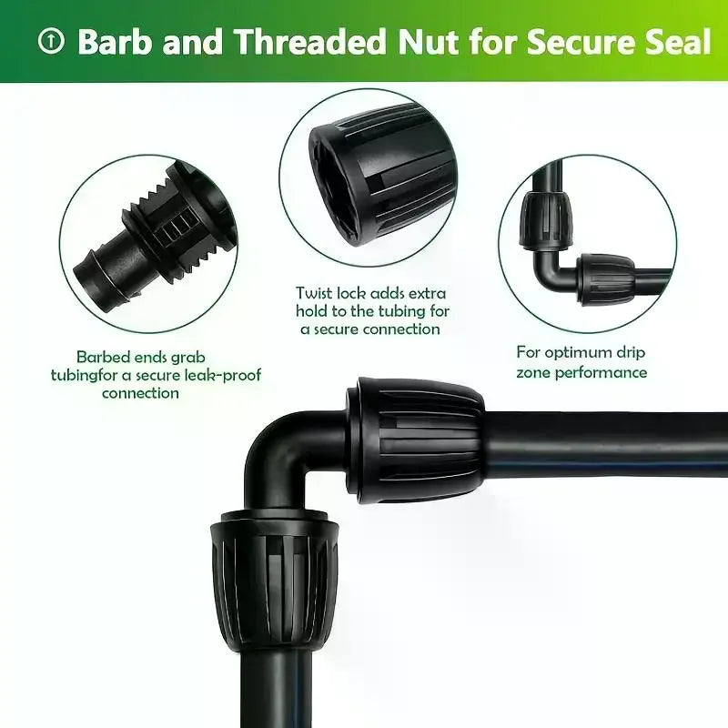 1/2-Inch Drip Irrigation Elbow Connector with Lock Nut Irrigation Elbow Fitting Qme Default Title