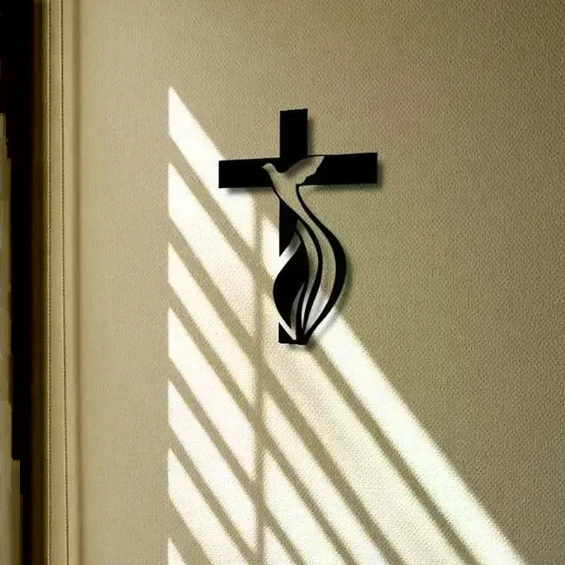 Modern Religious Cross & Praying Hands Metal Wall Decor Metal Wall Art Qme
