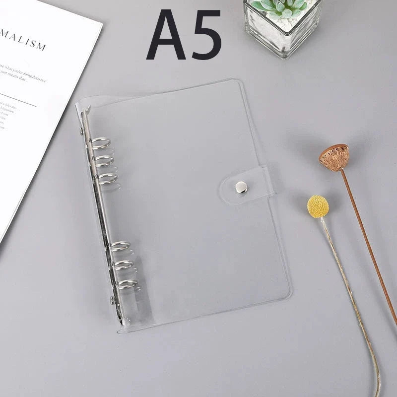 Transparent PVC Clip File Folder A5 A6 Loose Leaf Ring Binder Clip File Folder Binder Qme A5