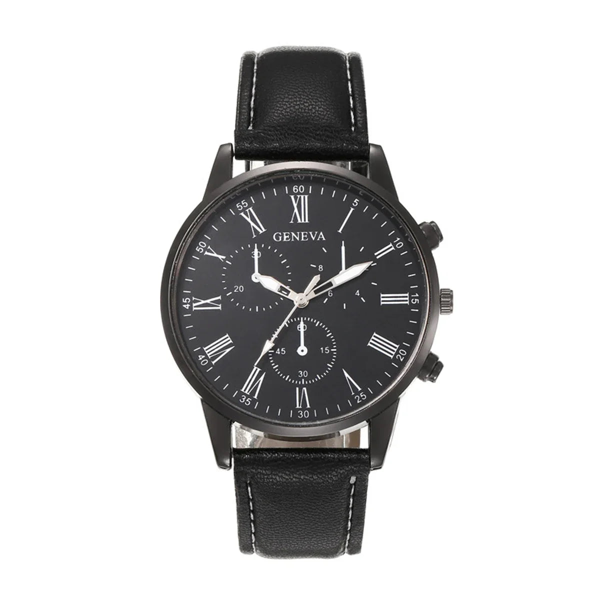 Men's Business Quartz Watch Black & White Belt Strap | Qme Quartz Wristwatch Qme