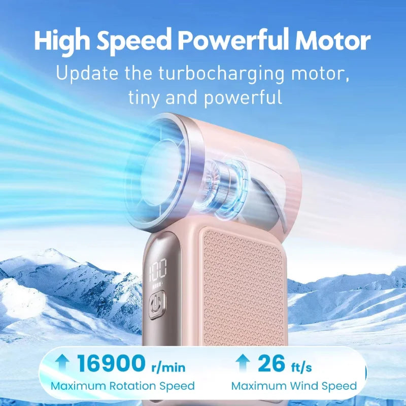 Mini Portable Handheld Fan – USB Rechargeable & Digital Display Portable Handheld Fan Qst