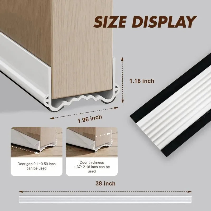 Self-Adhesive PVC Door Bottom Seal Strip 1M | Draft & Dust Guard Door Seal Strip Qme