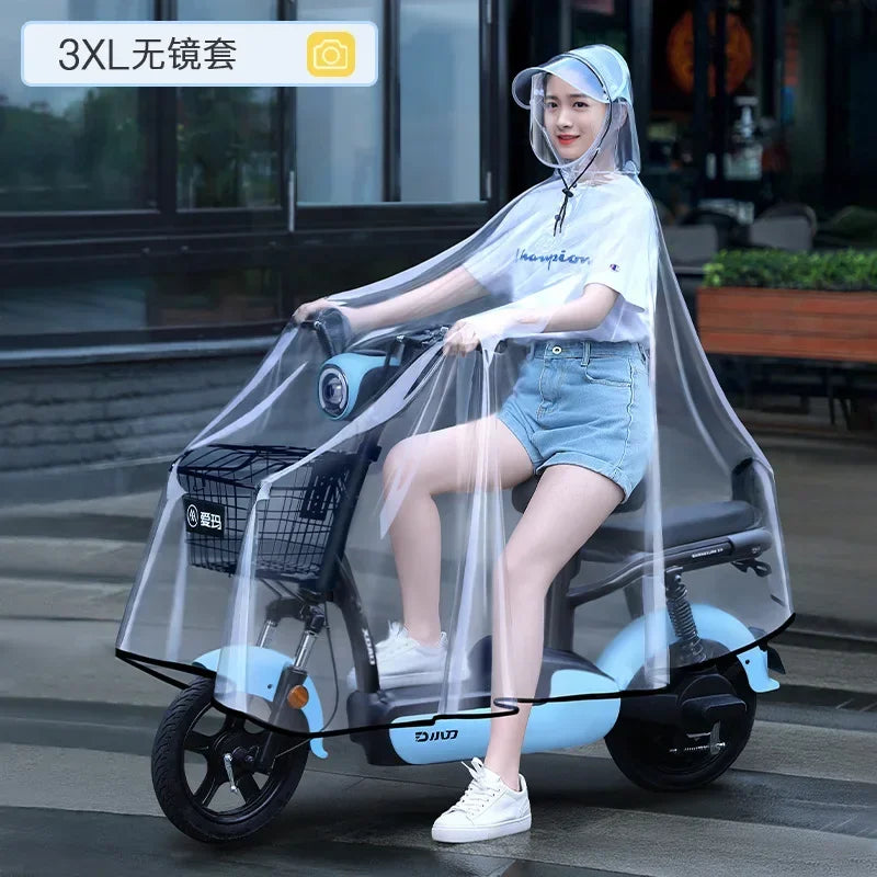 Women's Full-Coverage Nylon Rain Coat – Motorcycle & Bicycle Women's Rain Coat Qme No Mirror XXXL