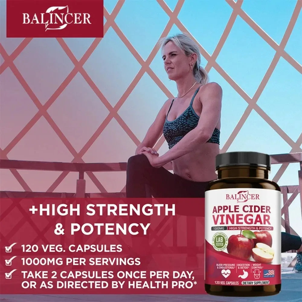 Balincer Apple Cider Vinegar Capsules – Digestive & Energy Support Dietary Supplement Qst