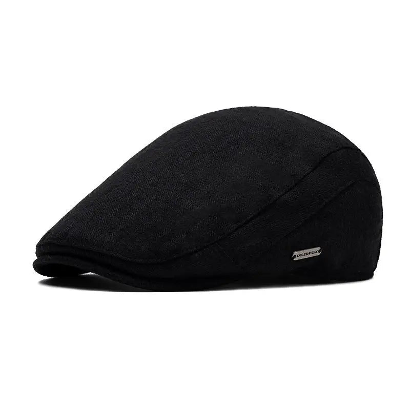 Warm Newsboy Cap – Retro Flat Peak Soft Beret Hat Unisex Newsboy Cap Qst Black