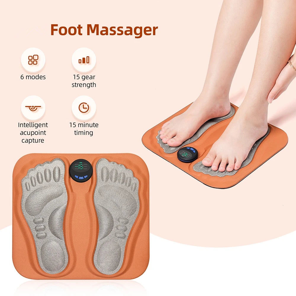 Smart 3D EMS Foot Massage Pad – Rechargeable, 6 Modes EMS Foot Massager Qst