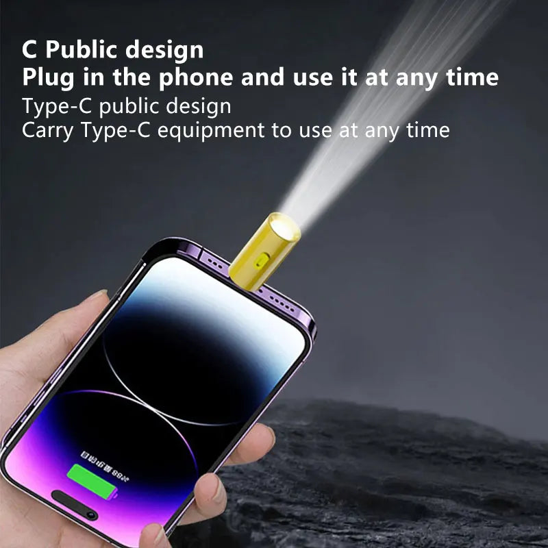 Type-C LED Mini Flashlight – Portable USB-C Pocket Torch LED Pocket Flashlight Qst