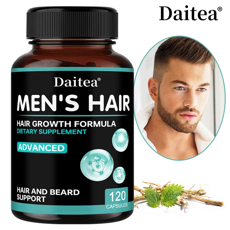 Men's Hair & Beard Capsules – Saw Palmetto & Biotin | DAITEA Hair & Beard Supplement Qst