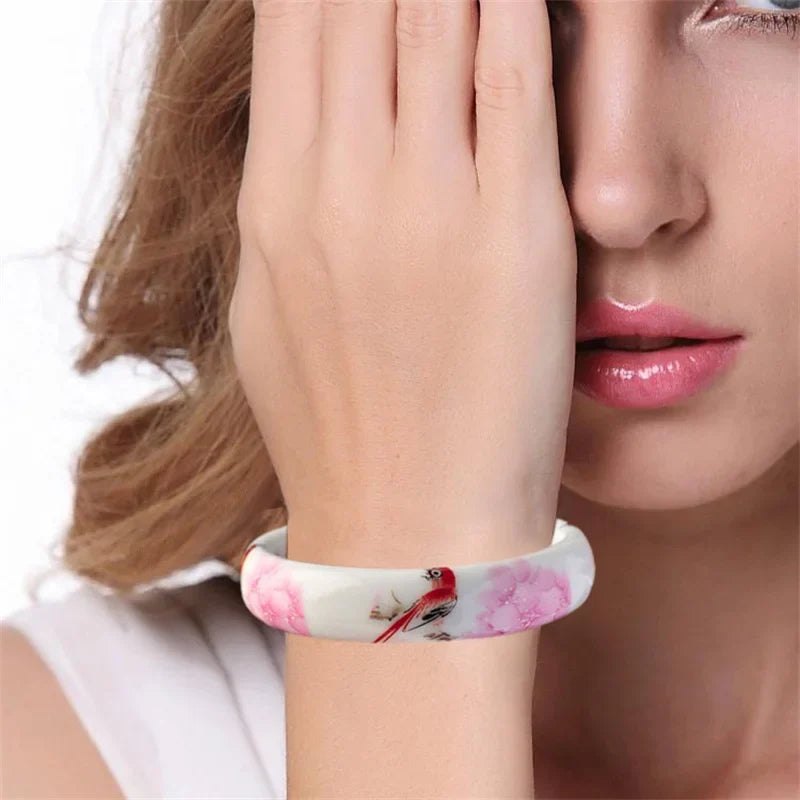 Blue & White Porcelain Bangle – Jingdezhen Ceramic Bracelet Ceramic Bangle Bracelet Qme