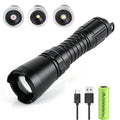 BORUiT 800LM Zoomable LED Flashlight – 3-Color Camping Torch Zoomable LED Flashlight Qst with 18650 battery ZOOM