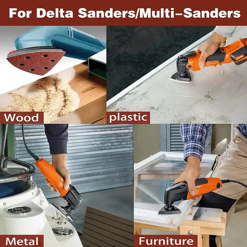 10 Triangle Sanding Pads 6-Hole Multi-Grit 40–320 | Delta Sander Sanding Pads Qme
