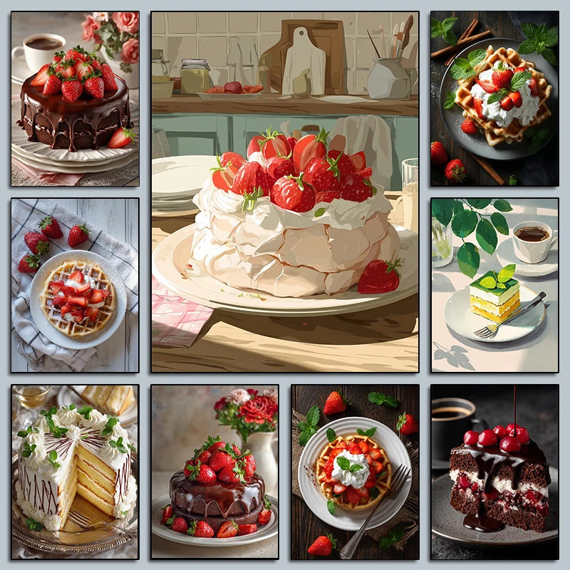 Cake & Coffee Still Life Canvas Print – Kitchen Wall Art Canvas Wall Art Qst