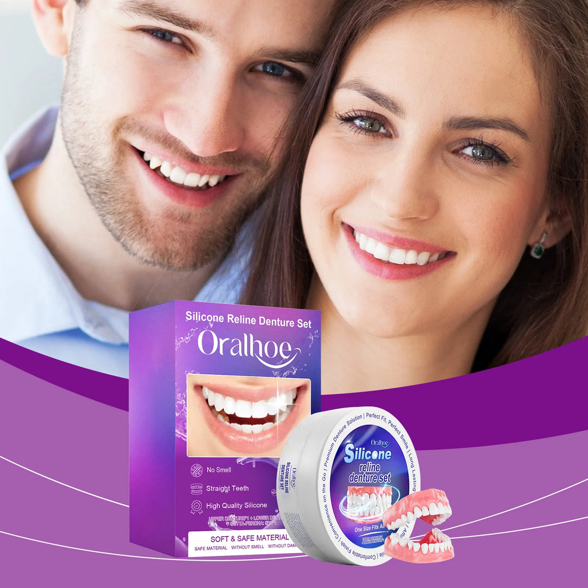 Oralhoe Silicone Temporary Denture Set – Natural Smile Kit Temporary Denture Set Qst