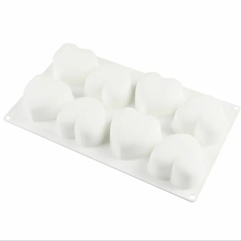 8-Cavity Heart Silicone Mold – Cake, Mousse & Chocolate Silicone Baking Mold Qme A
