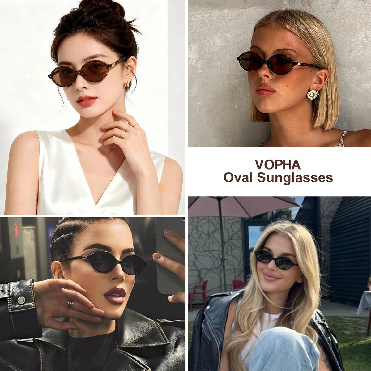 VOPHA Oval Retro Sunglasses UV400 Unisex Small Face S35 Retro Oval Sunglasses Qst