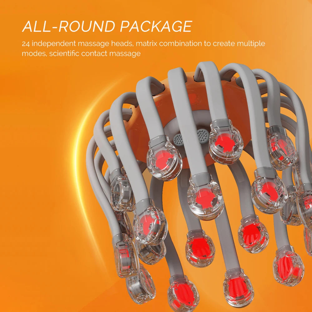 24-Head Electric Scalp Massager – Bluetooth & LCD, 5 Modes Electric Scalp Massager Qst