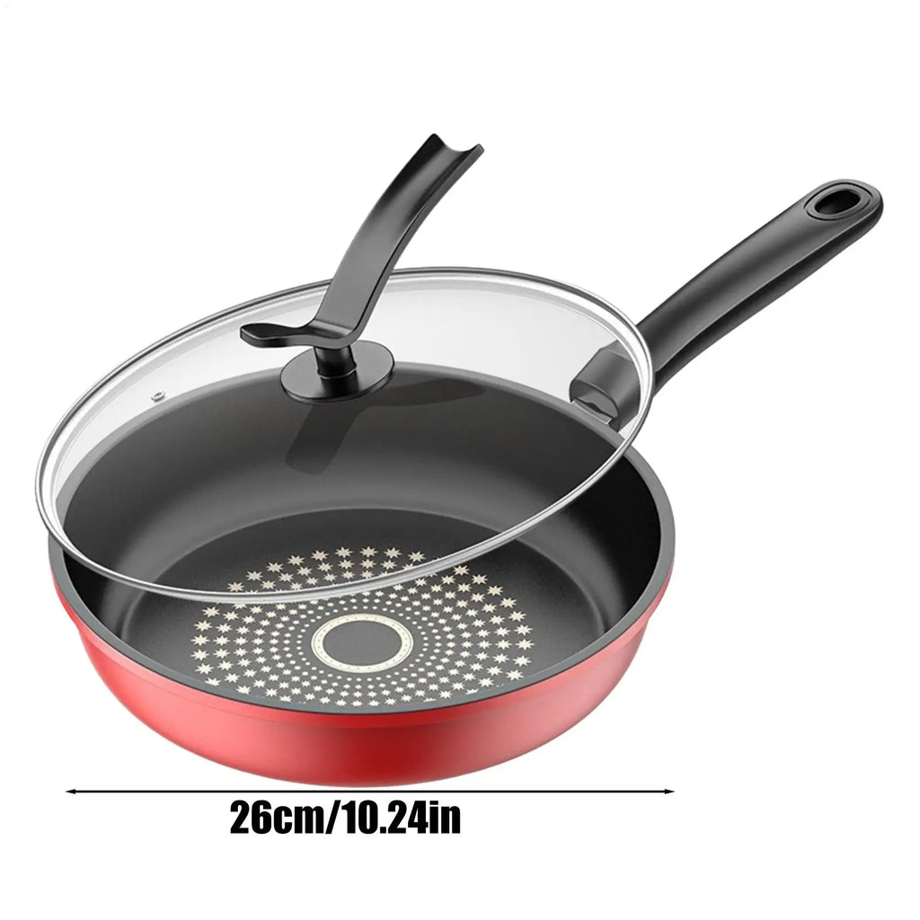 Nonstick Cast Iron Skillet with Lid – 26cm Induction Frying Pan Nonstick Frying Pan Qme