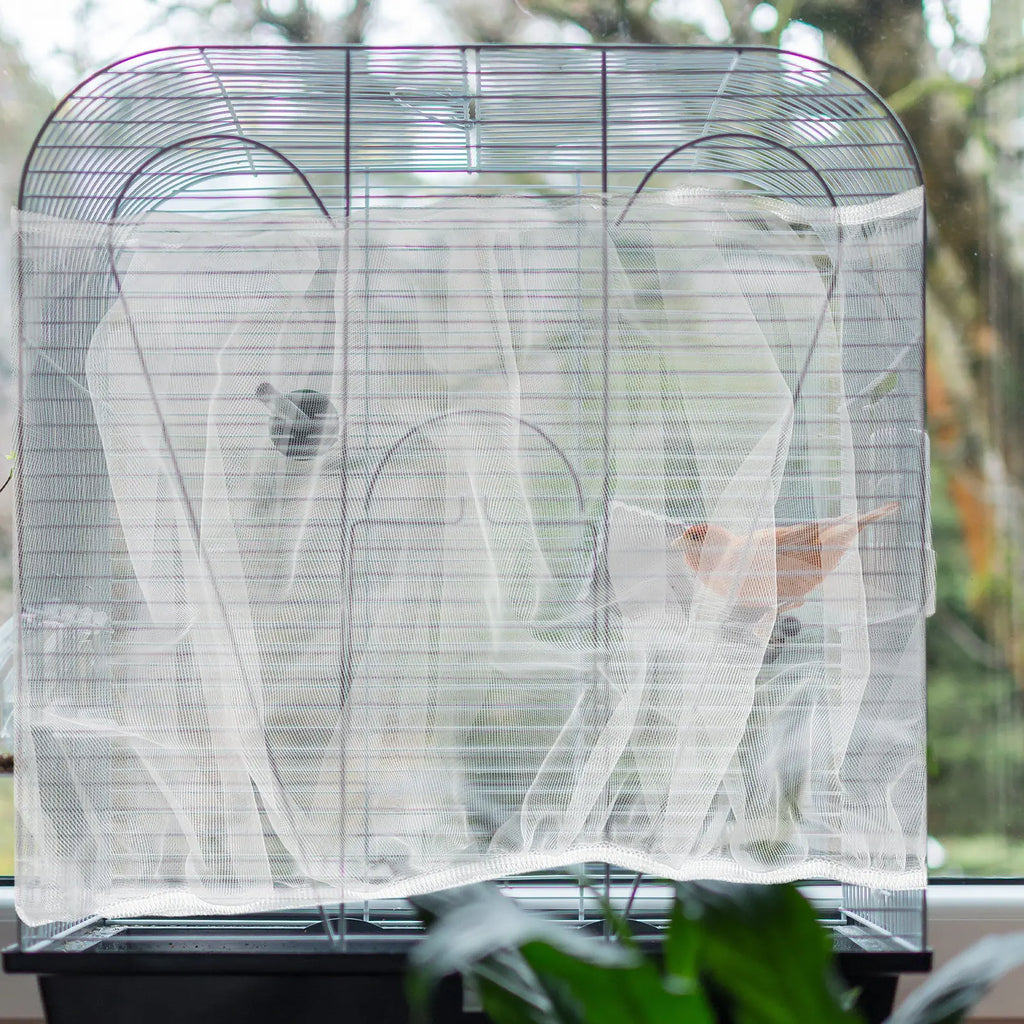 Bird Cage Breathable Mesh Cover – Indoor Dust & Seed Guard Bird Cage Cover Qme