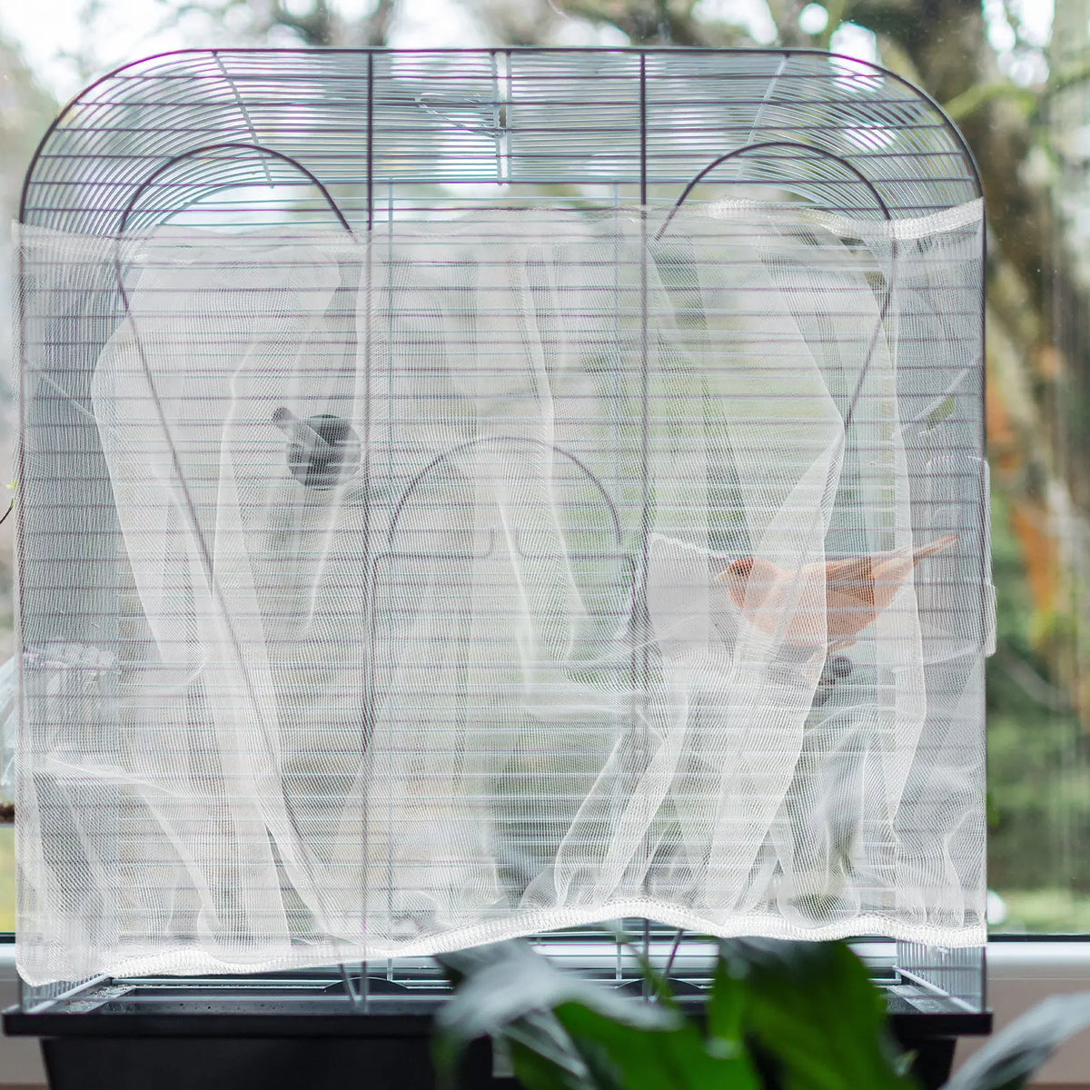 Bird Cage Breathable Mesh Cover – Indoor Dust & Seed Guard Bird Cage Cover Qme
