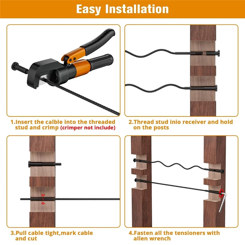 T316 Stainless Steel Invisible Swage Stud End Cable Railing Kit Cable Railing Hardware Qme