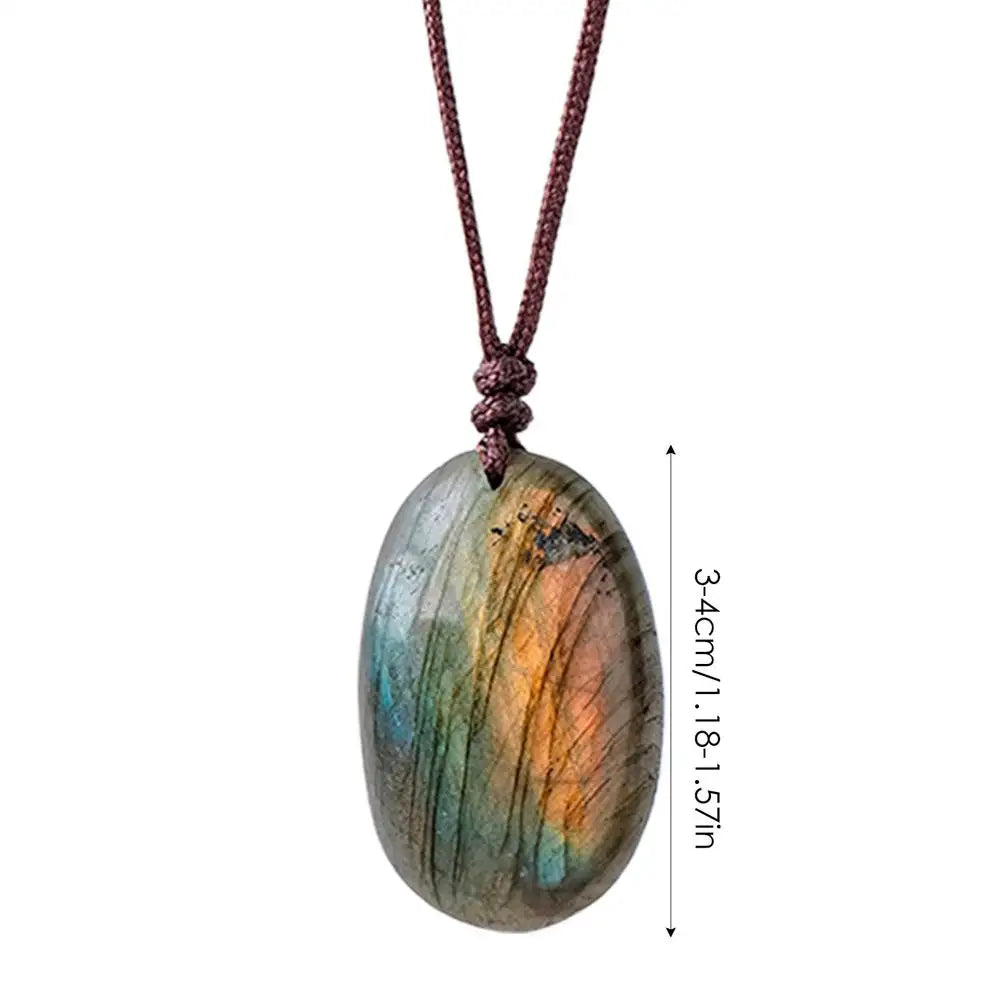 Labradorite Stone Pendant Necklace | Elegant Gift for Her Stone Pendant Necklace Qme Labradorite
