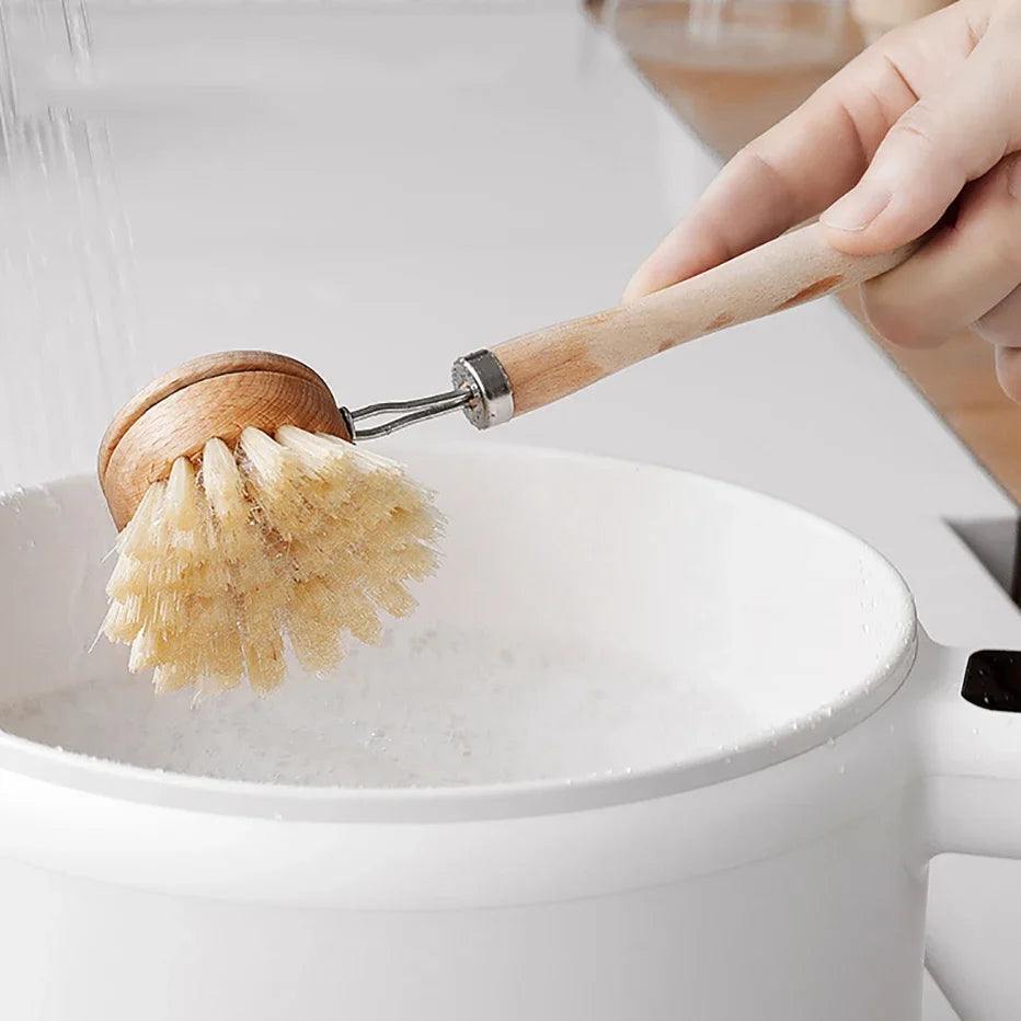 Bamboo Kitchen Cleaning Brush – Eco-Friendly Dish Scrubber Kitchen Cleaning Brush Qme