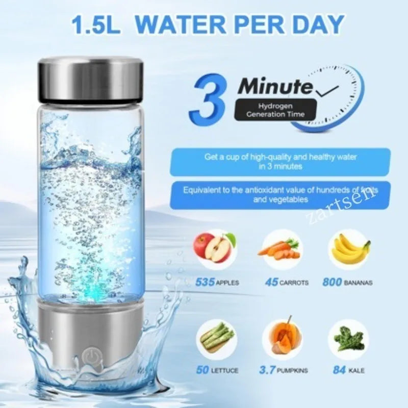 ZARTSEN Hydrogen Water Generator Bottle – Titanium USB Cup Hydrogen Water Ionizer Qst