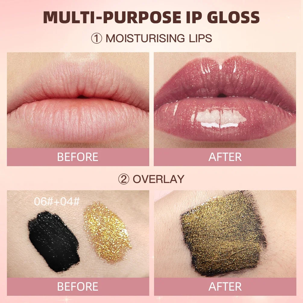 QIBEST Glitter Pearlescent Lip Gloss – Moisturizing & Long-Lasting Glitter Lip Gloss Qme