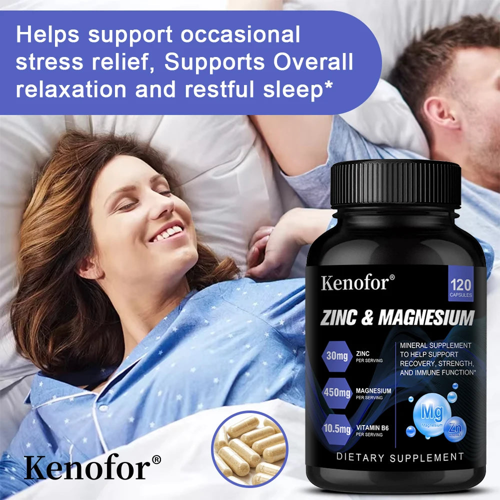 Magnesium Zinc Vitamin B6 Capsules + Black Pepper Extract Vitamin Supplement Qst