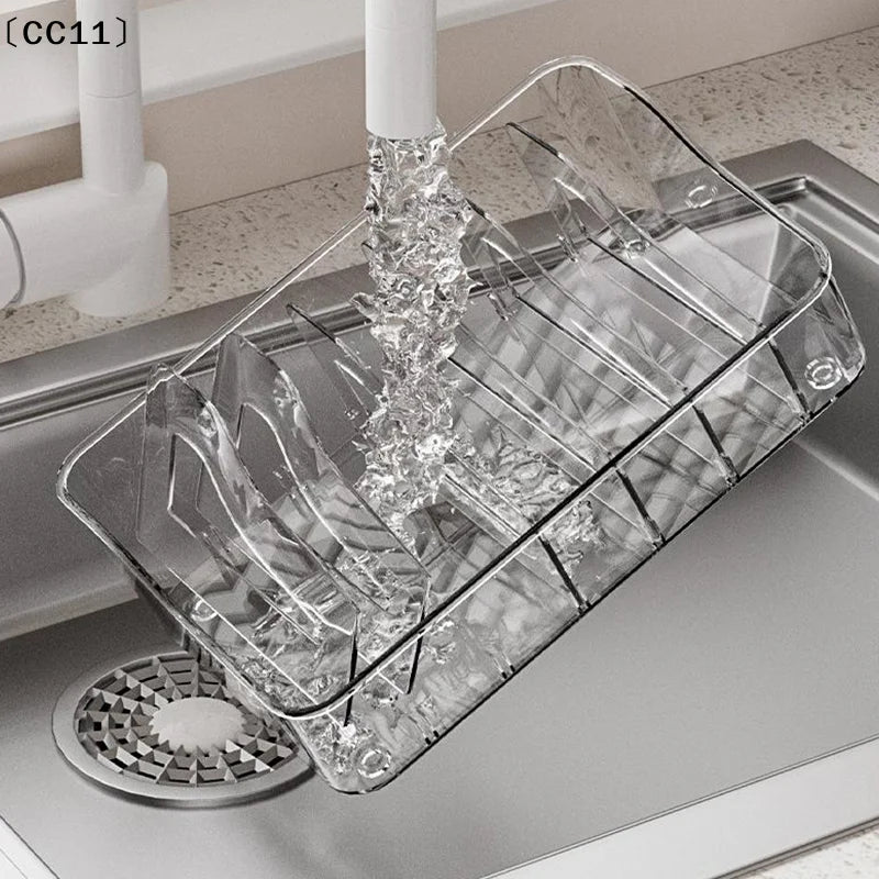 Transparent Divided Spice Rack & Countertop Organizer Tray Countertop Storage Organizer Qme