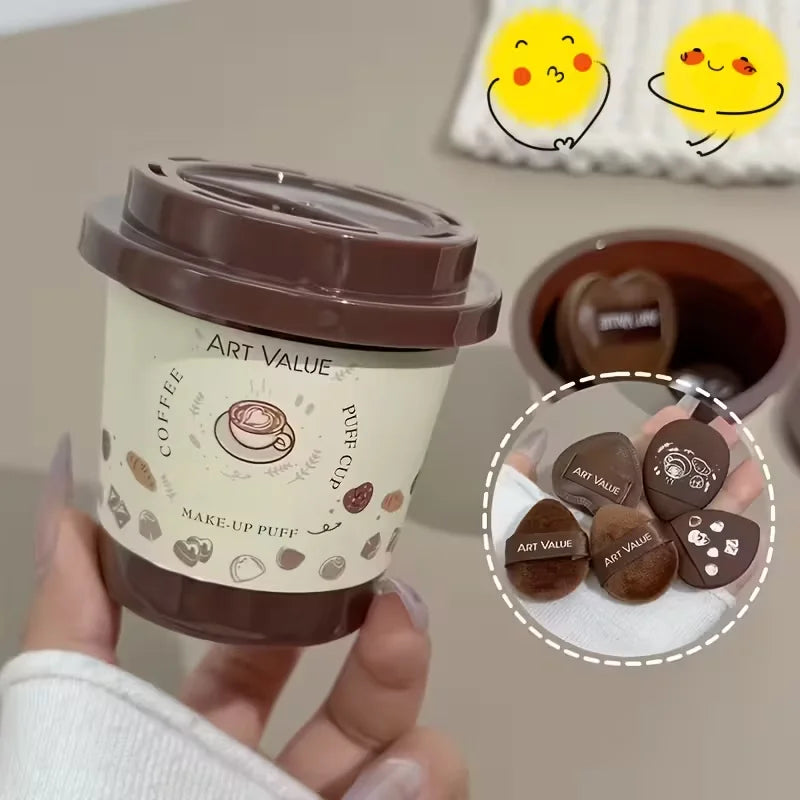 Mini Coffee Powder Puff – Wet & Dry Fingertip Makeup Sponge Makeup Sponge Puff Qme