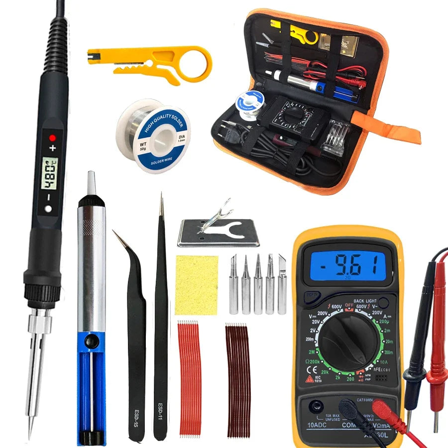 80W Digital Soldering Iron Kit – Temperature Adjustable 110V/220V Soldering Iron Kit Qme 80W black set5 220V EU plug