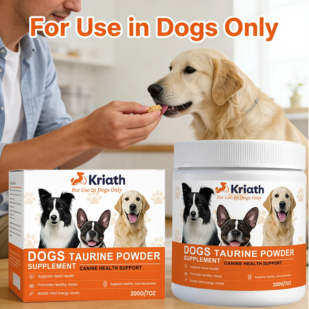 Dog Taurine Powder Supplement – Heart & Energy Support Dog Health Supplement Qme