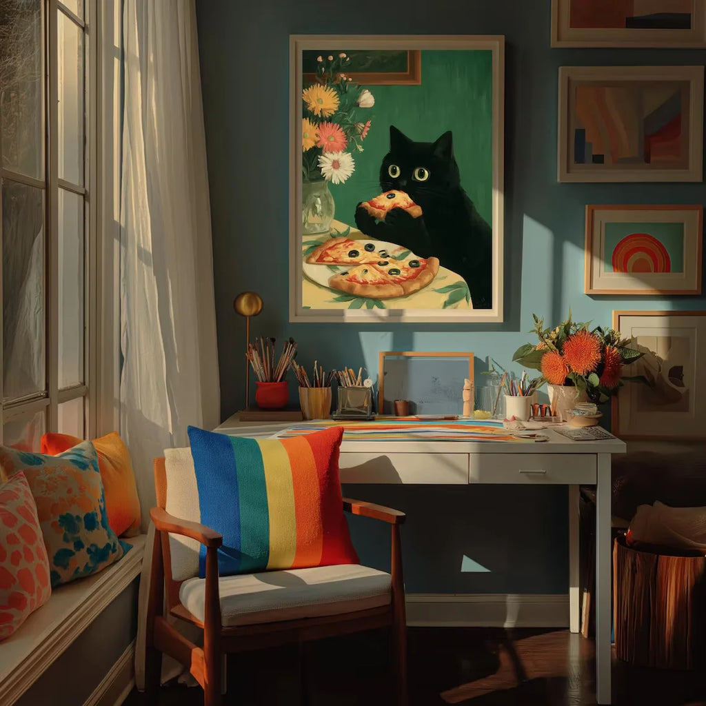 Black Cat Canvas Wall Art – Funny Kitchen & Home Decor Print Canvas Wall Art Qst