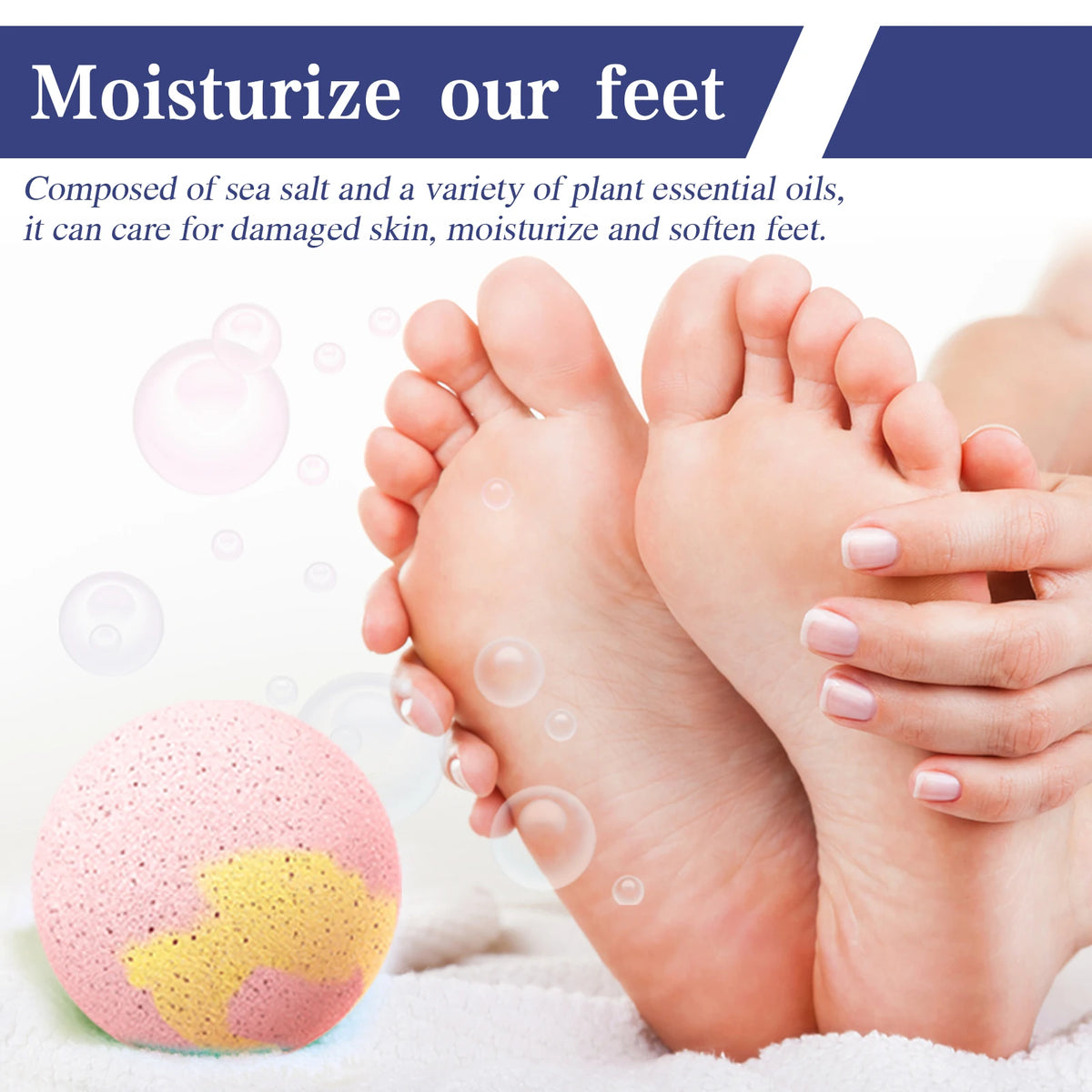 Rose Fizzy Foot Soak Balls – Exfoliating Moisturizing Spa Set 6pc Foot Soak Bath Balls Qst