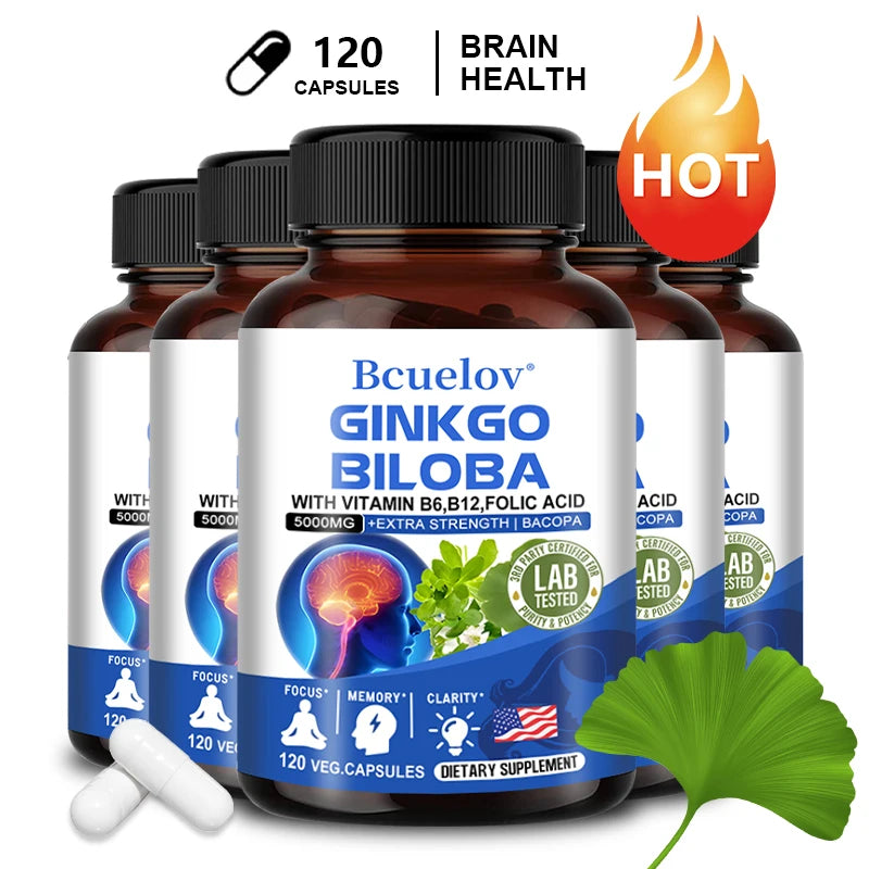 Ginkgo Biloba Capsules – Memory, Focus & Cognitive Support Herbal Supplement Qst