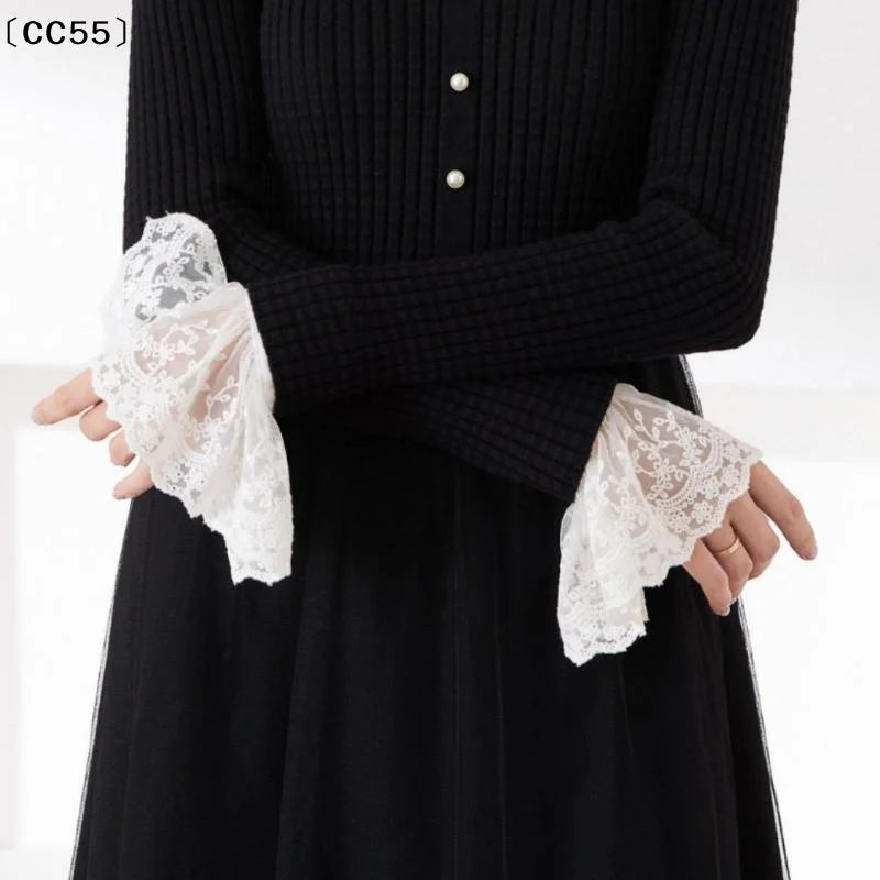 White Lace Detachable Cuffs – Bridal, Costume & Sweater Lace Wrist Cuffs Qst