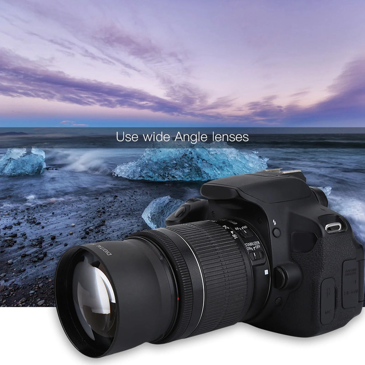 52mm 0.45X Wide Angle Macro Conversion Lens for DSLR Cameras Camera Conversion Lens Qst