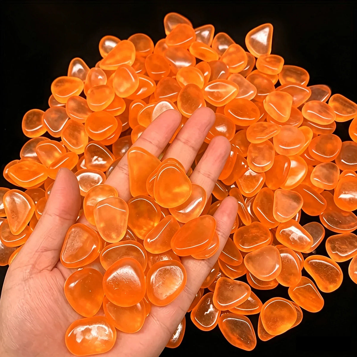200pc Glow in the Dark Pebbles for Fish Tank & Garden Decor Aquarium Decor Pebbles Qme Orange 200PCS