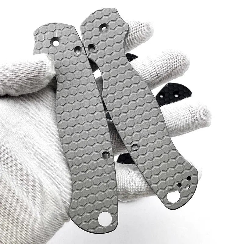 Swayboo Aluminum Grip Pad for Spyderco Paramilitary 2 C81 EDC Knife Handle Scales Qst Silver