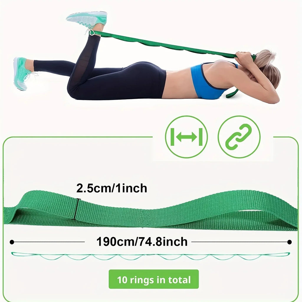 10 Loop Non-Elastic Yoga Stretching Strap with Workout Guide Yoga Stretching Strap Qme