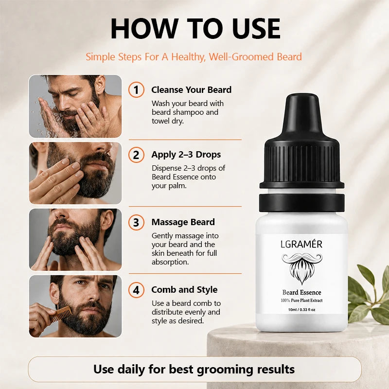 LGRAMER Beard Growth Serum – Botanical Oil Formula for Men Beard Growth Serum Qst