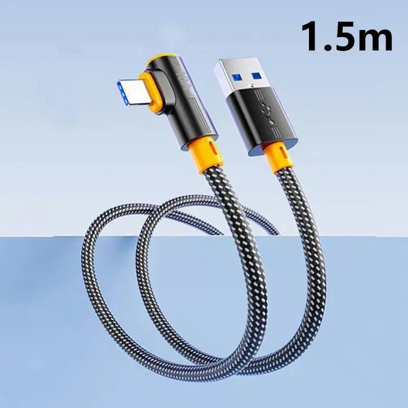 USB-C 240W Fast Charging Cable 90° Elbow | 1M–3M | Qme USB-C Charging Cable Qme black A-C 1.5m