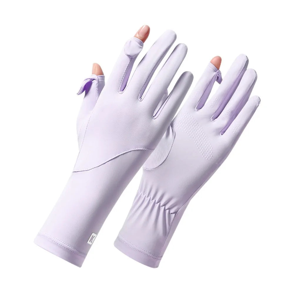 Ice Silk Women's UV Protection Gloves – Breathable & Cooling Sun Protection Gloves Qme Purple