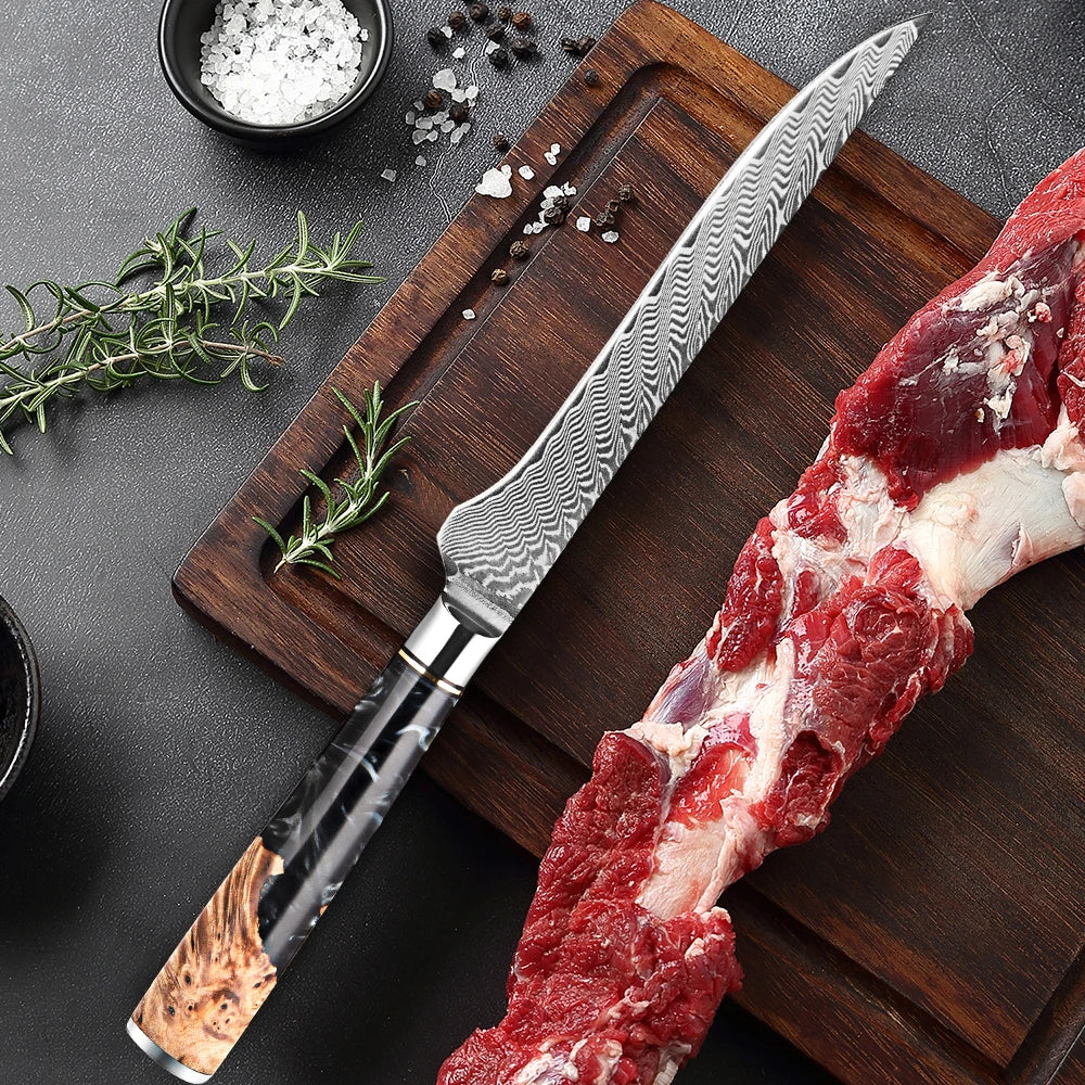 XITUO 6-Inch Damascus Steel Boning & Fillet Knife | Wood Handle Boning Knife Qst