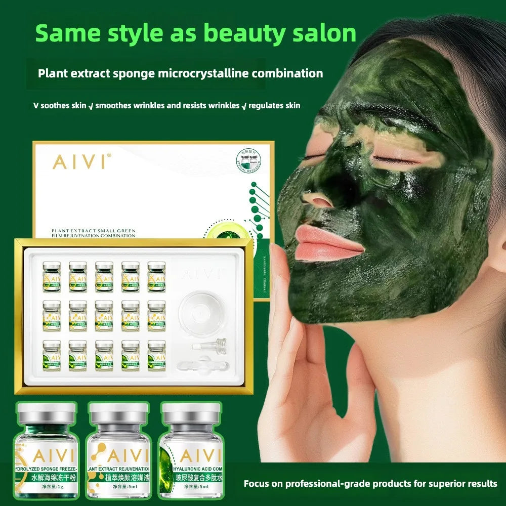 Seaweed Sponge Freeze-Dried Powder Green Mask Kit – Pore Cleanse Face Mask Kit Qst